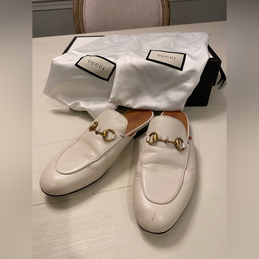 Gucci White Princetown Leather Slipper